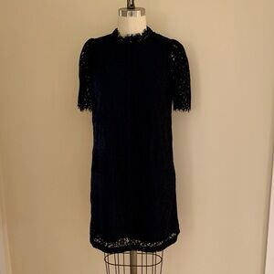 Gap Black Lace Mock Neck Short Sleeveless Mini Dress Size Small